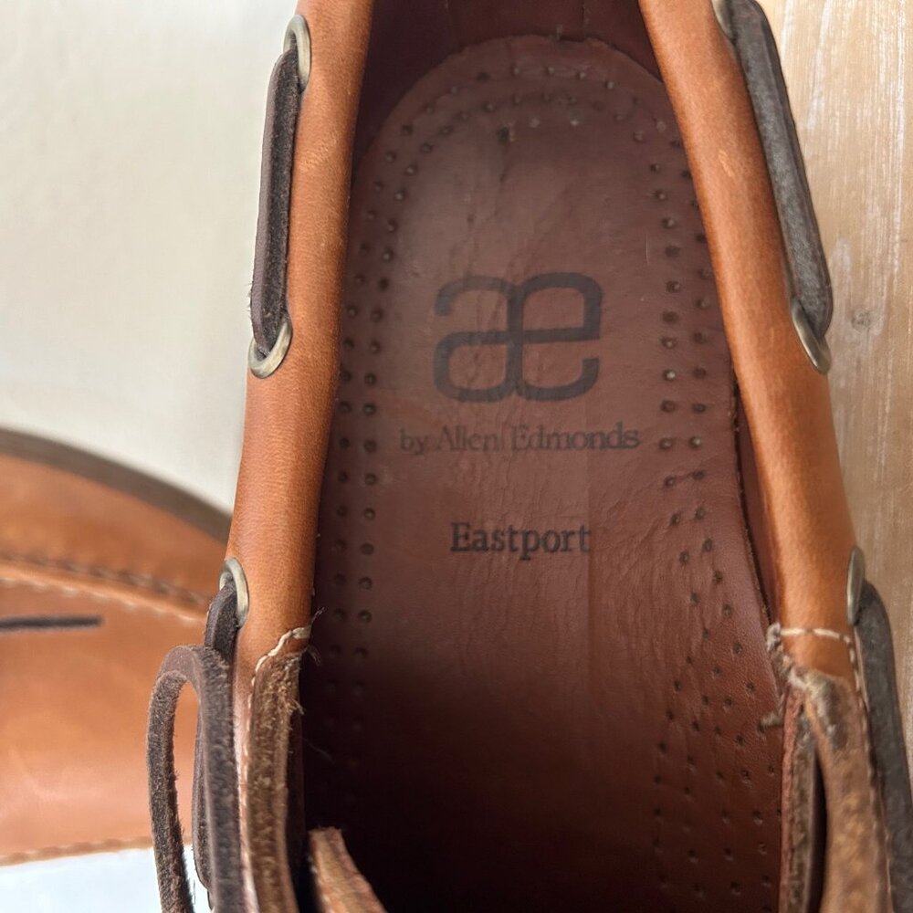 Allen Edmonds Eastport Brown Leather Boat Shoes SIZE 8.5 - Picture 3 of 5